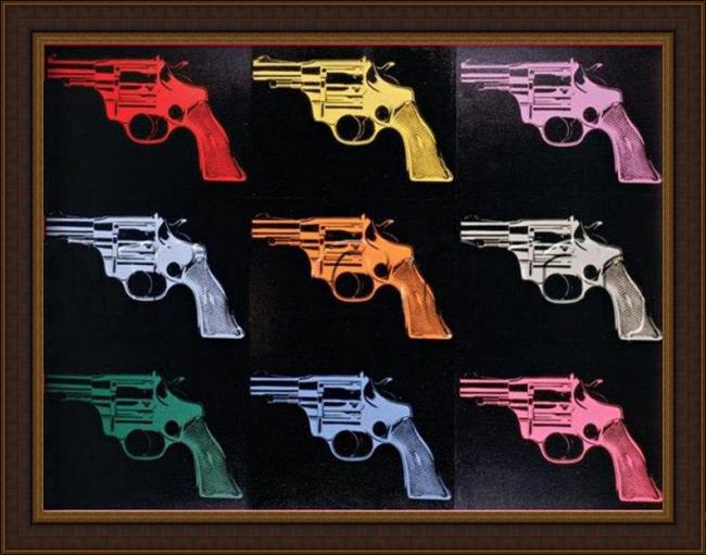 Framed Andy Warhol gun 1982 painting