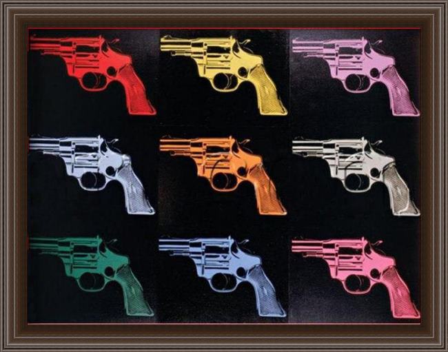 Framed Andy Warhol gun 1982 painting