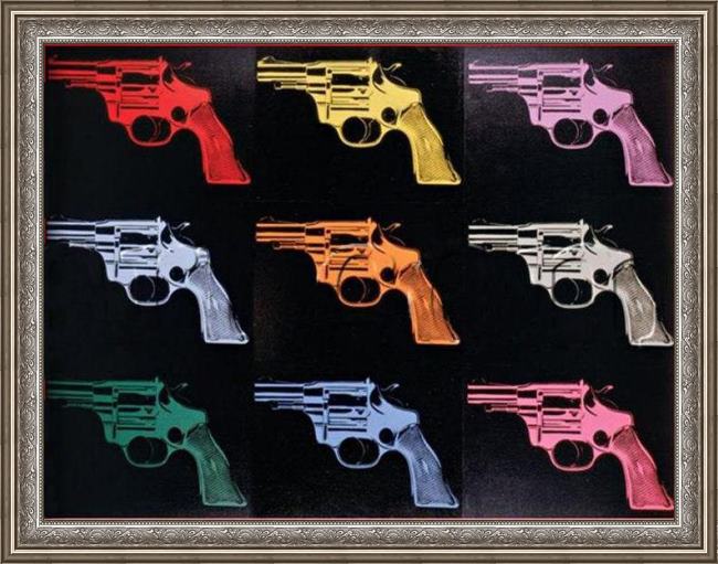 Framed Andy Warhol gun 1982 painting