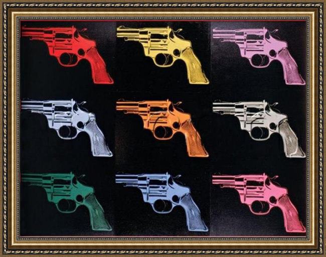 Framed Andy Warhol gun 1982 painting