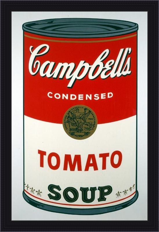 Framed Andy Warhol tomato soup painting