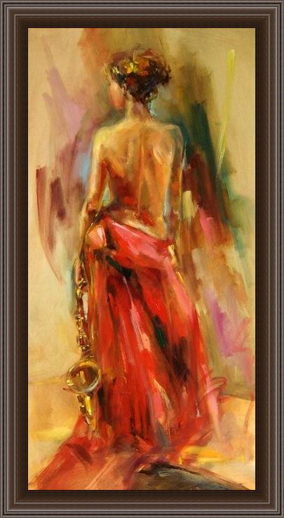 Framed Anna Razumovskaya lady in a red dress ii painting