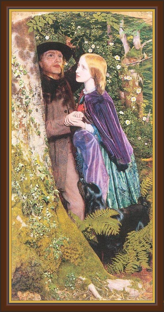 Framed Arthur Hughes the long engagement painting