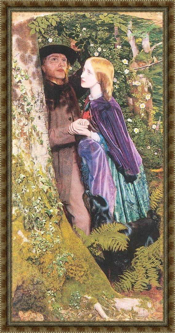 Framed Arthur Hughes the long engagement painting