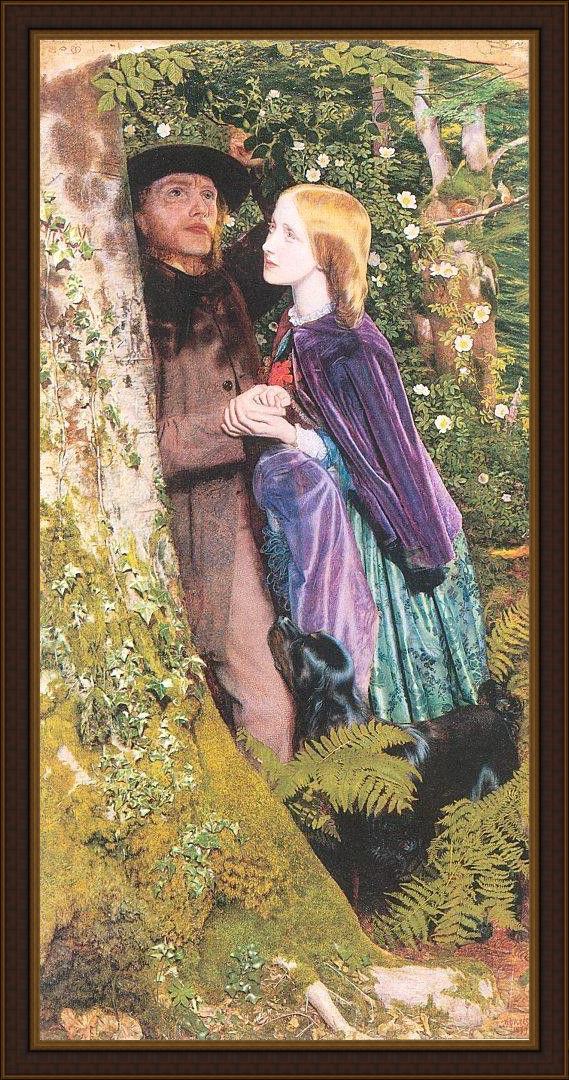 Framed Arthur Hughes the long engagement painting