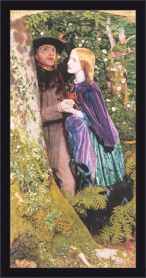 Framed Arthur Hughes the long engagement painting