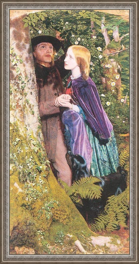 Framed Arthur Hughes the long engagement painting