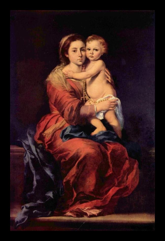 Framed Bartolome Esteban Murillo madonna with the rosary painting