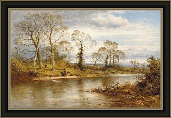 Framed Benjamin Williams Leader an english river in autumn painting