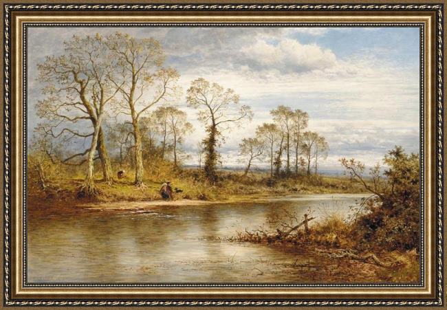 Framed Benjamin Williams Leader an english river in autumn painting