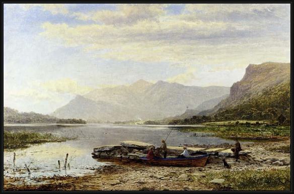Framed Benjamin Williams Leader derwentwater from ladore morning with skiddaw in the distance painting