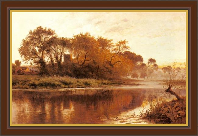 Framed Benjamin Williams Leader the last gleam wargrave on thames painting