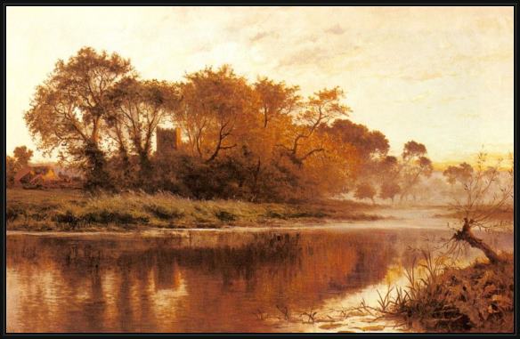 Framed Benjamin Williams Leader the last gleam wargrave on thames painting