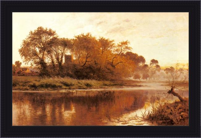 Framed Benjamin Williams Leader the last gleam wargrave on thames painting