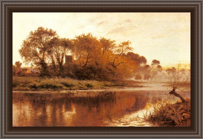 Framed Benjamin Williams Leader the last gleam wargrave on thames painting