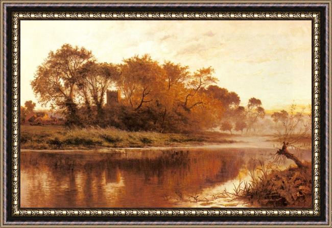 Framed Benjamin Williams Leader the last gleam wargrave on thames painting