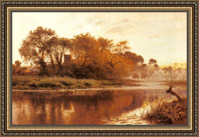 Framed Benjamin Williams Leader the last gleam wargrave on thames painting