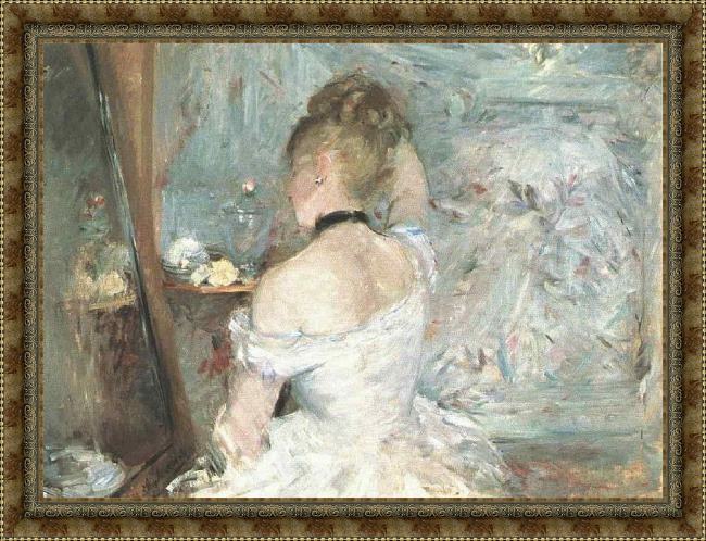 Framed Berthe Morisot lady at her toilette painting