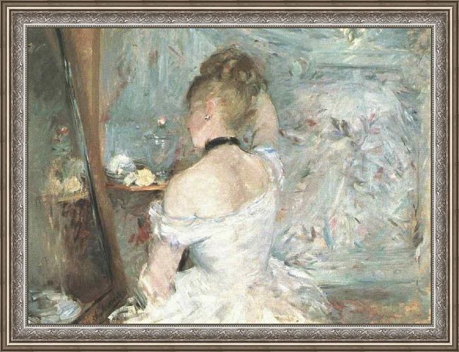Framed Berthe Morisot lady at her toilette painting
