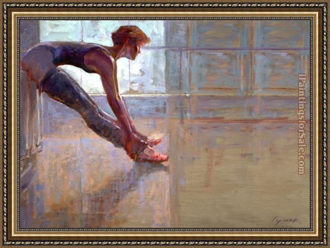 Framed Brent Lynch dancer stretching painting