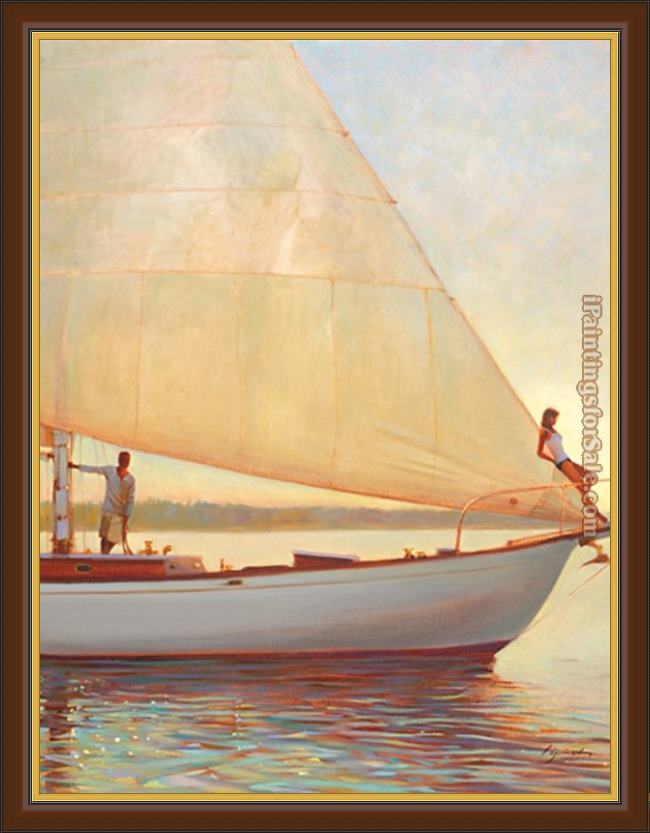 Framed Brent Lynch sunset sail2 painting