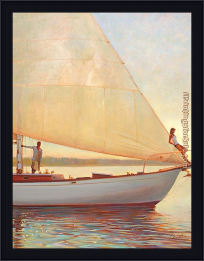 Framed Brent Lynch sunset sail2 painting