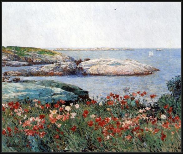 Framed childe hassam poppies isles of shoals painting