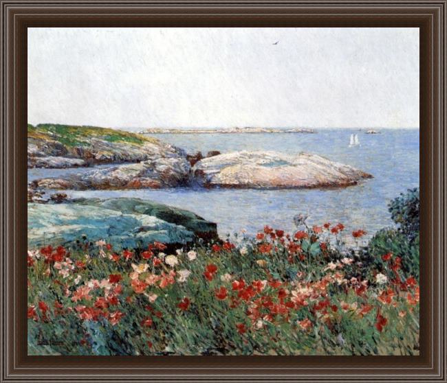 Framed childe hassam poppies isles of shoals painting