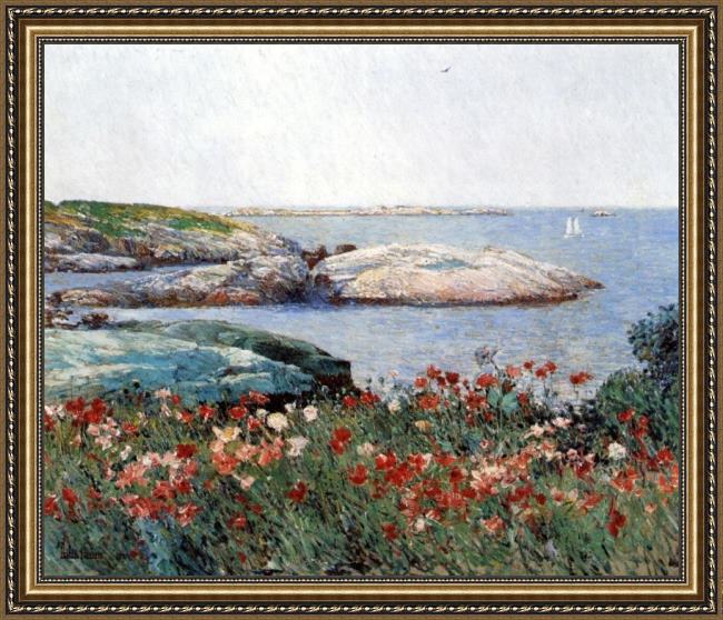 Framed childe hassam poppies isles of shoals painting