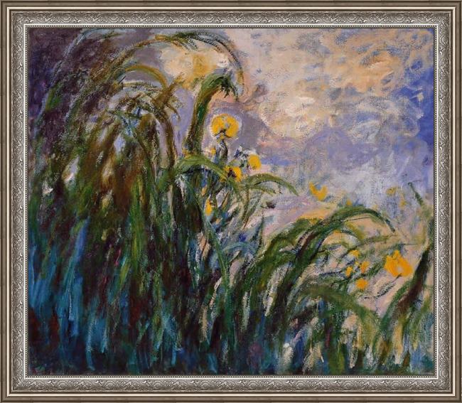 Framed Claude Monet les iris jaunes 1824 painting