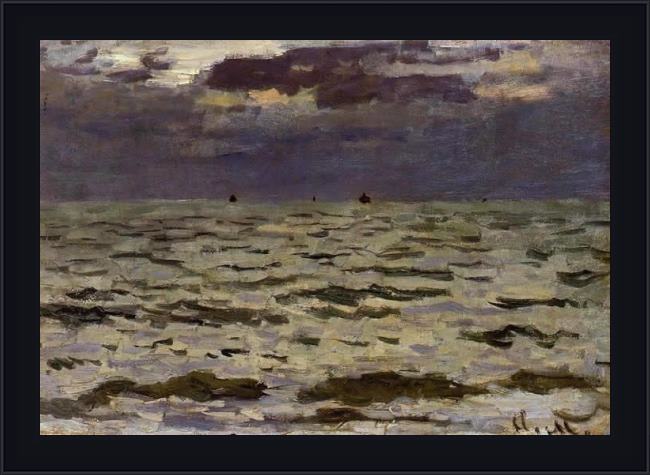 Framed Claude Monet seascape painting