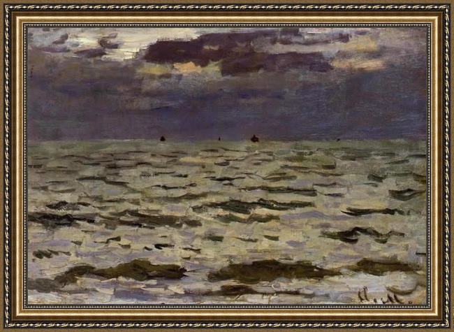 Framed Claude Monet seascape painting