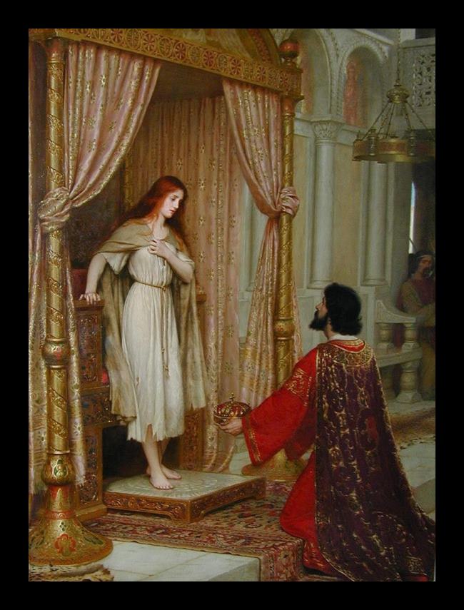 Framed Edmund Blair Leighton the king and the beggar-maid painting