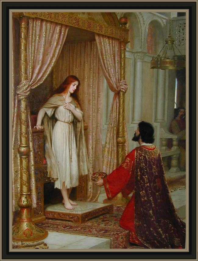 Framed Edmund Blair Leighton the king and the beggar-maid painting