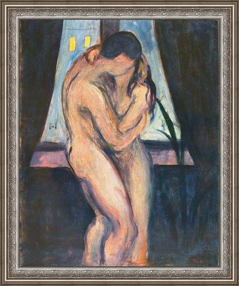 Framed Edvard Munch the kiss painting