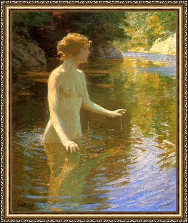 Framed Edward Henry Potthast enchanted pool painting