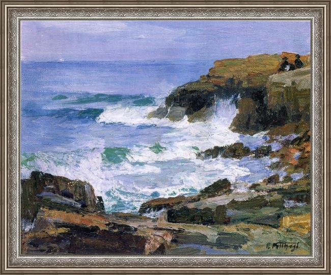 Framed Edward Henry Potthast looking out to sea painting
