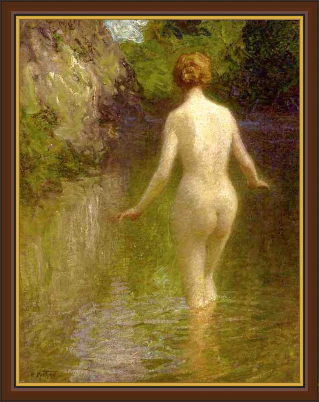Framed Edward Henry Potthast nude painting
