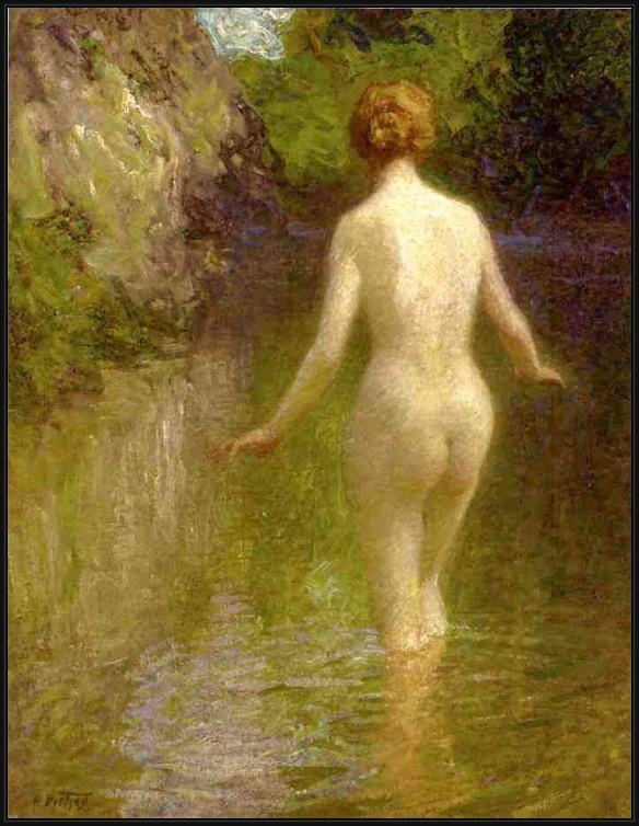 Framed Edward Henry Potthast nude painting
