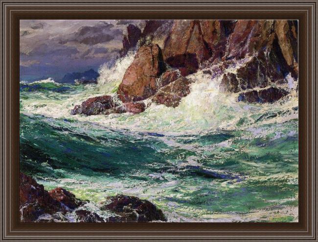 Framed Edward Henry Potthast stormy seas painting