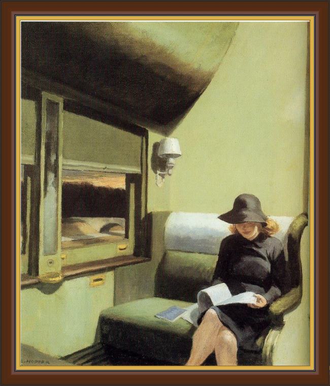 Framed Edward Hopper compartment c, car 193 painting