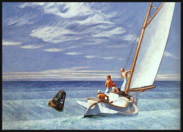 Framed Edward Hopper ground swell painting