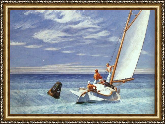 Framed Edward Hopper ground swell painting