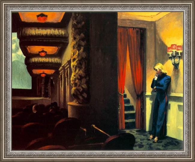 Framed Edward Hopper new york movie painting