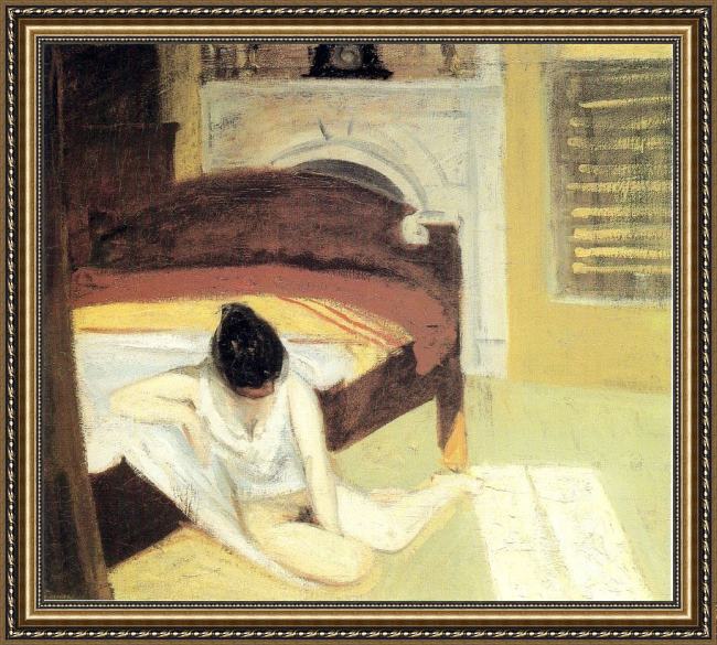 Framed Edward Hopper summer interior painting