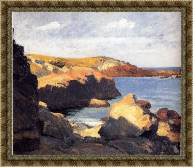 Framed Edward Hopper sun at ogunquit painting