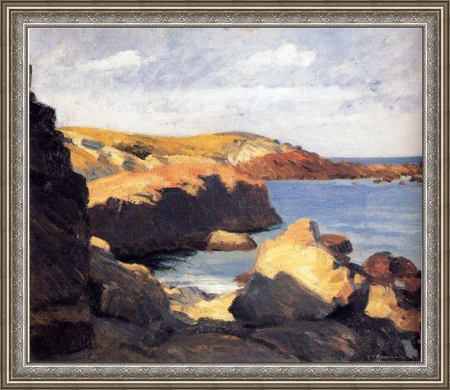 Framed Edward Hopper sun at ogunquit painting