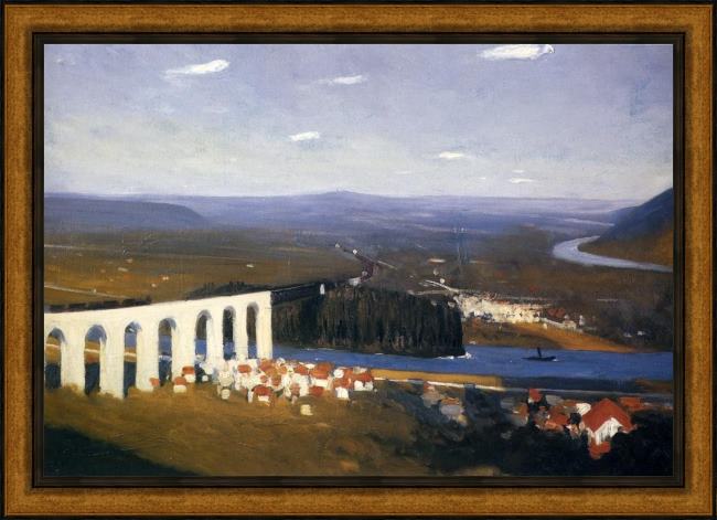 Framed Edward Hopper valley of the seine painting