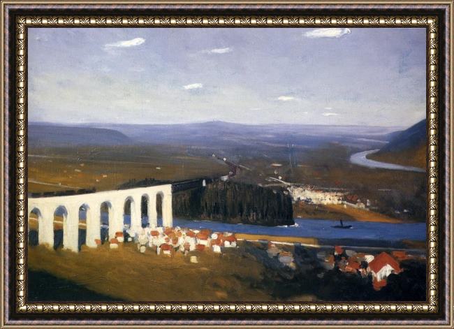 Framed Edward Hopper valley of the seine painting