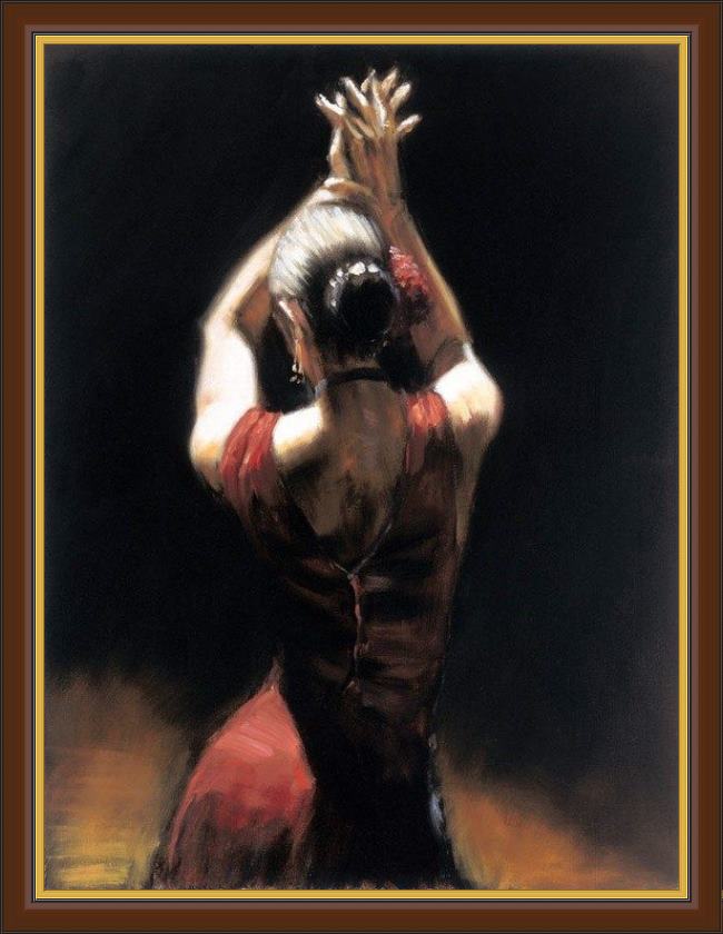 Framed Fabian Perez flamenco dancer painting